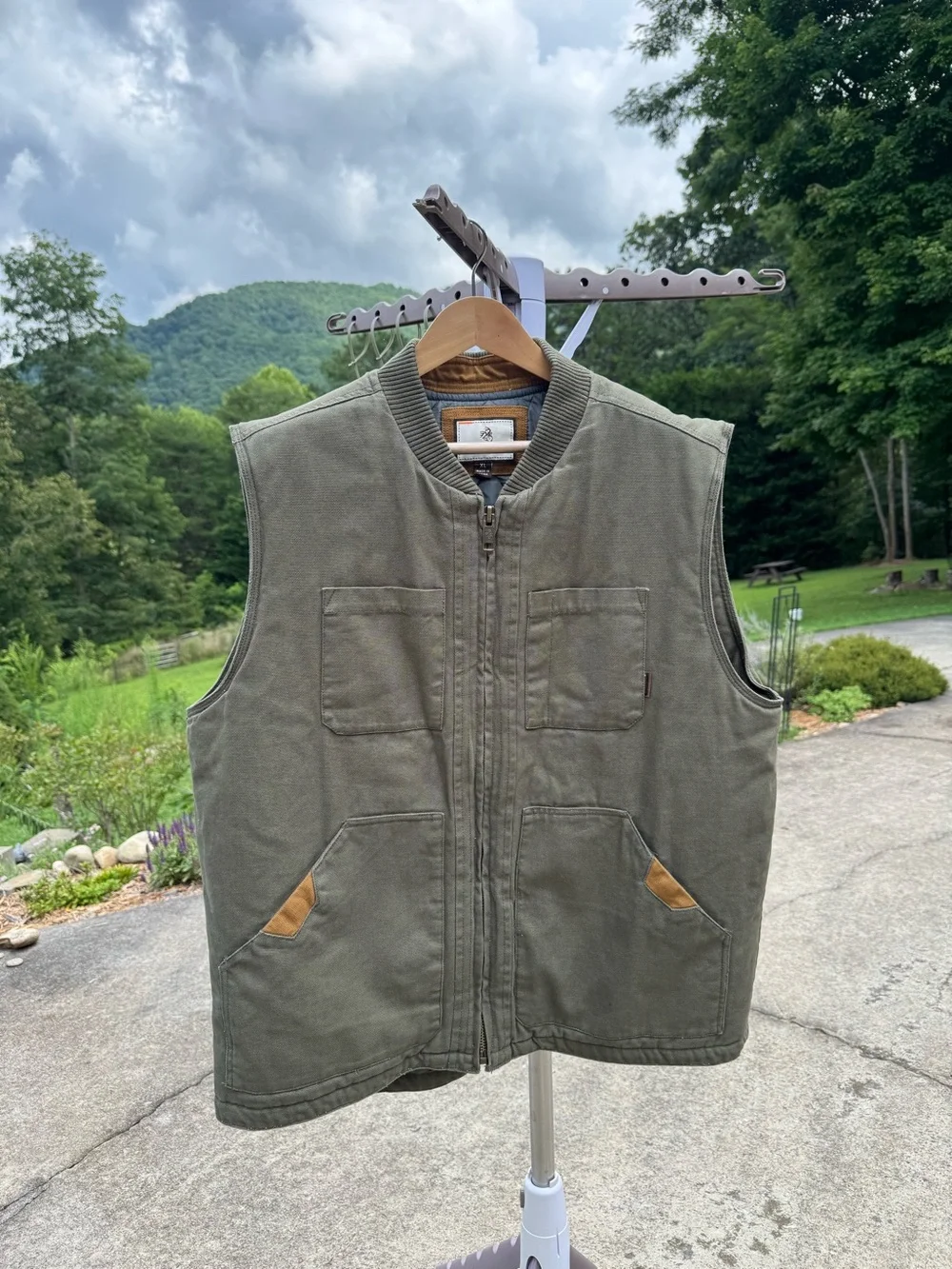 Legendary Whitetails Heavy Canvas Cross Trail Vest Mens XL 6248 Olive Green Line